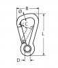 Asymmetrischer Karabinerhaken mit Kausche, Zeichnung